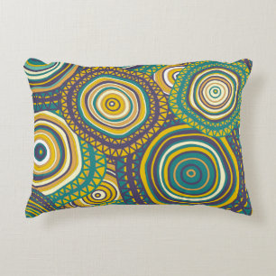 Seamless pattern with hand drawn ornamental circle accent pillow