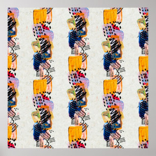 Seamless pattern with hand drawn paint strokes. Ar Poster