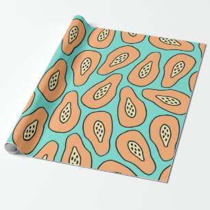 Seamless pattern with hand drawn papayas.  wrapping paper