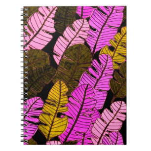 Seamless pattern with hand drawn tropical leaves.  notebook
