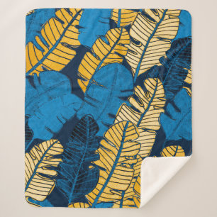 Seamless pattern with hand drawn tropical leaves.  sherpa blanket