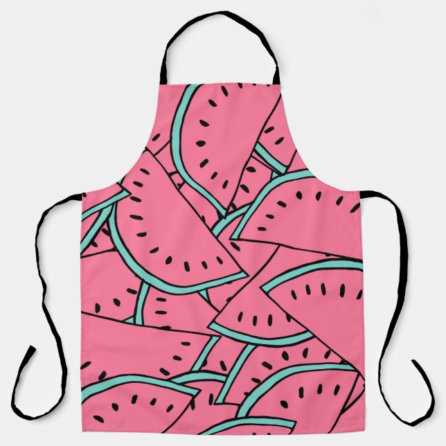 Seamless pattern with hand drawn watermelons.  apron (Front)
