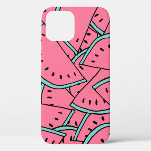 Seamless pattern with hand drawn watermelons.  iPhone 12 case