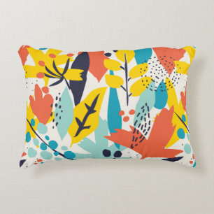 Seamless pattern with hand painted flowers and lea accent pillow