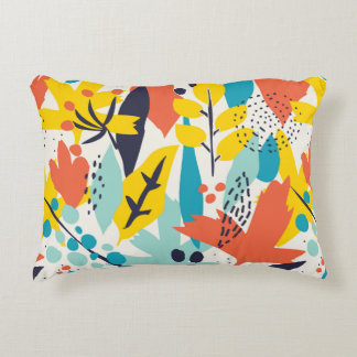 Seamless pattern with hand painted flowers and lea accent pillow