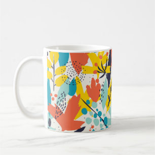 Seamless pattern with hand painted flowers and lea coffee mug