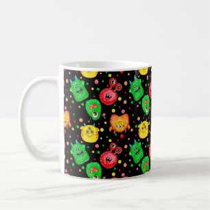 Seamless pattern with hand painted watercolor cute coffee mug