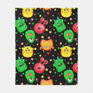 Seamless pattern with hand painted watercolor cute fleece blanket