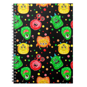 Seamless pattern with hand painted watercolor cute notebook