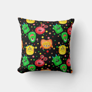 Seamless pattern with hand painted watercolor cute throw pillow