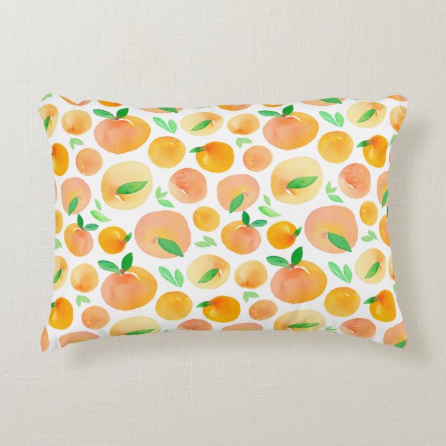 Seamless pattern with hand painted watercolor peac accent pillow (Front)