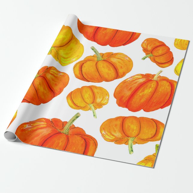 Seamless pattern with handdrawn watercolor orange  wrapping paper (Unrolled)