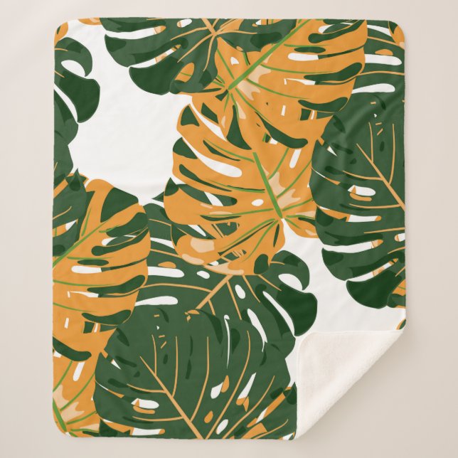 Seamless Pattern with Hawaiian Rainforest. Retro C Sherpa Blanket (Front)