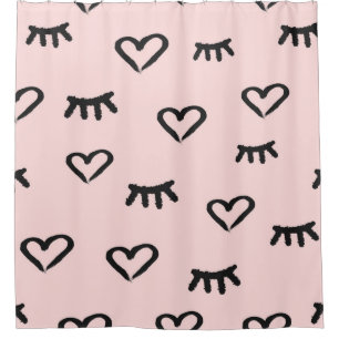Seamless pattern with hearts and closed eyes