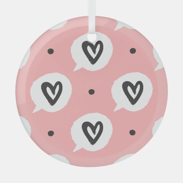 Seamless pattern with hearts. glass ornament (Front)