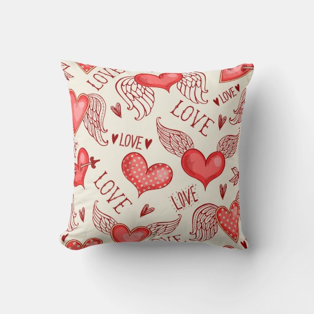 Seamless pattern with hearts. Happy Valentine's Da Throw Pillow (Front)