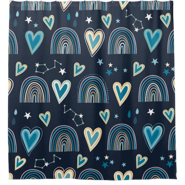Seamless pattern with hearts, rainbows and celesti (Front)