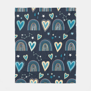 Seamless pattern with hearts, rainbows and celesti fleece blanket
