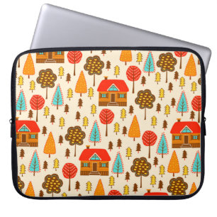 Seamless pattern with houses in the forest. Vintag Laptop Sleeve
