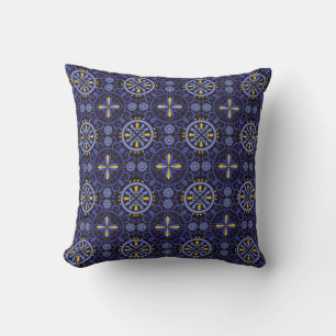 Seamless pattern with intricate floral mandalas  throw pillow