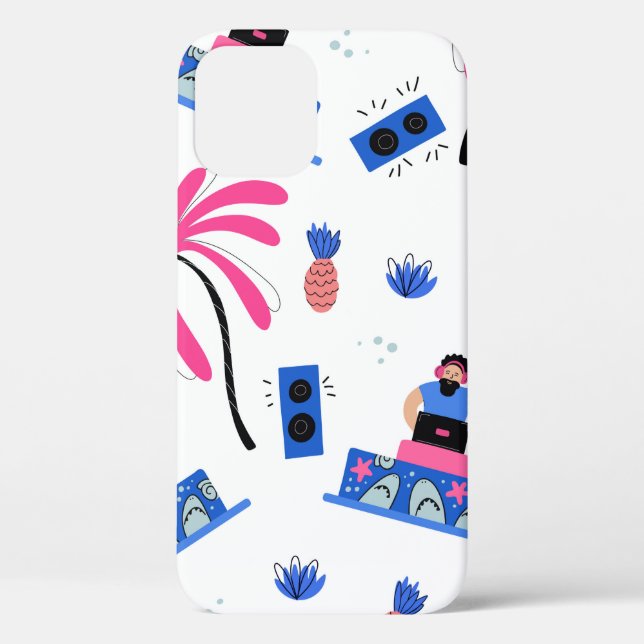 Seamless pattern with joyful dj palm trees pineapp Case-Mate iPhone case (Back)