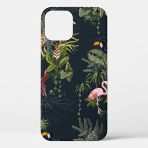 Seamless pattern with jungle animals, flowers and  iPhone 12 case