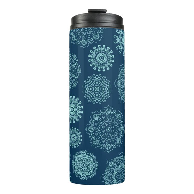 Seamless pattern with laced snowflakespattern,arab thermal tumbler (Front)