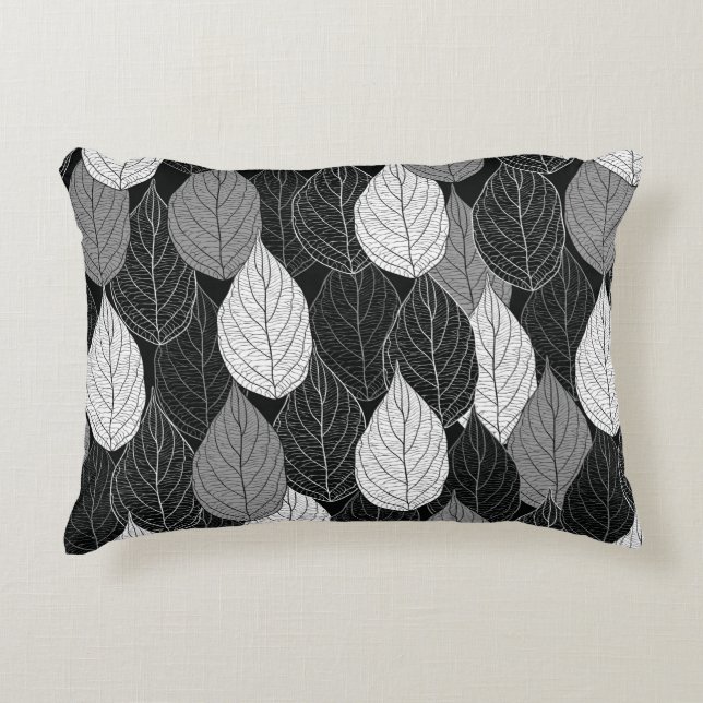 Seamless pattern with leaves. Hand-drawn monochrom Accent Pillow (Front)