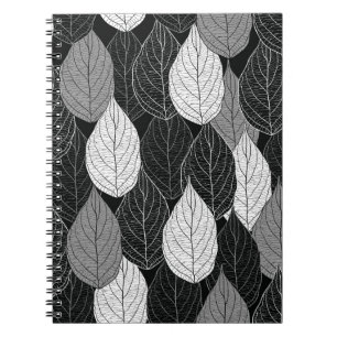 Seamless pattern with leaves. Hand-drawn monochrom Notebook
