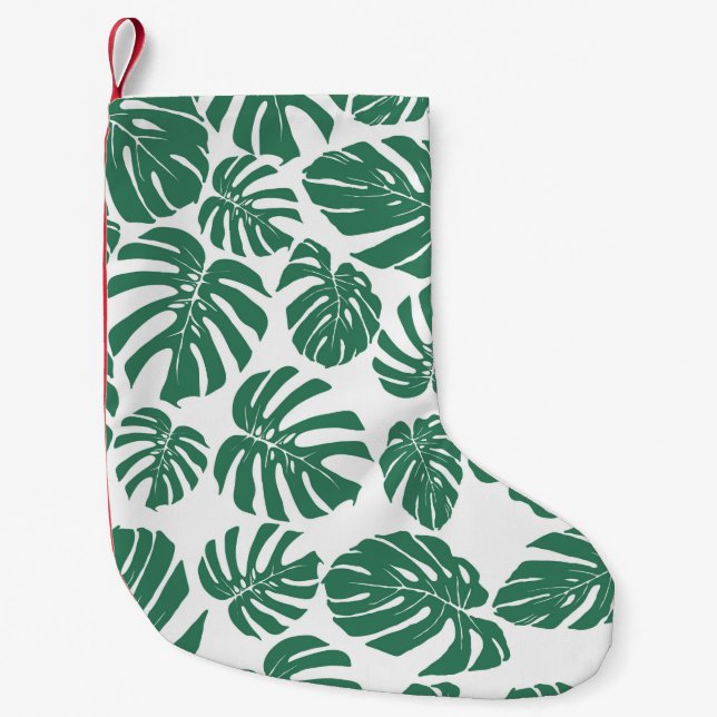 Seamless pattern with leaves of Monstera. Decorati Small Christmas Stocking (Front)