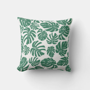 Seamless pattern with leaves of Monstera. Decorati Throw Pillow