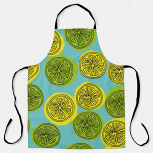 Seamless pattern with lemon slices. Vintage illust Apron