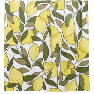 Seamless pattern with lemons and leaves