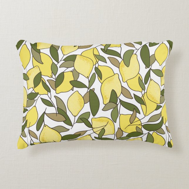Seamless pattern with lemons and leaves accent pillow (Front)