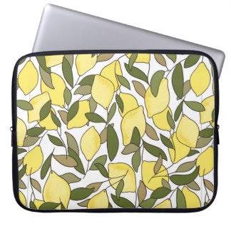 Seamless pattern with lemons and leaves laptop sleeve