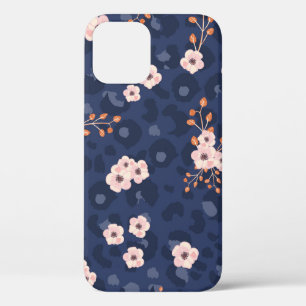 Seamless pattern with leopard skin and pink small  iPhone 12 case