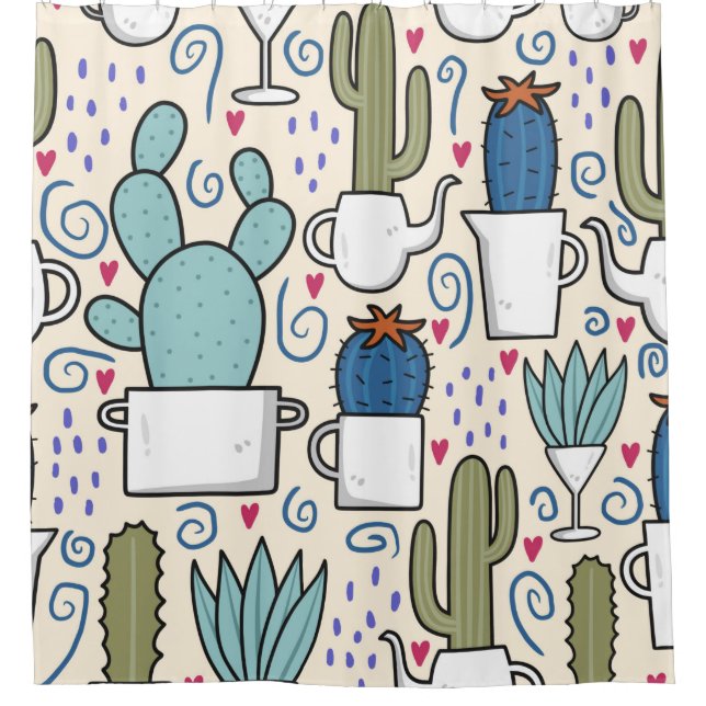 Seamless pattern with llama, cactus hand drawn des (Front)