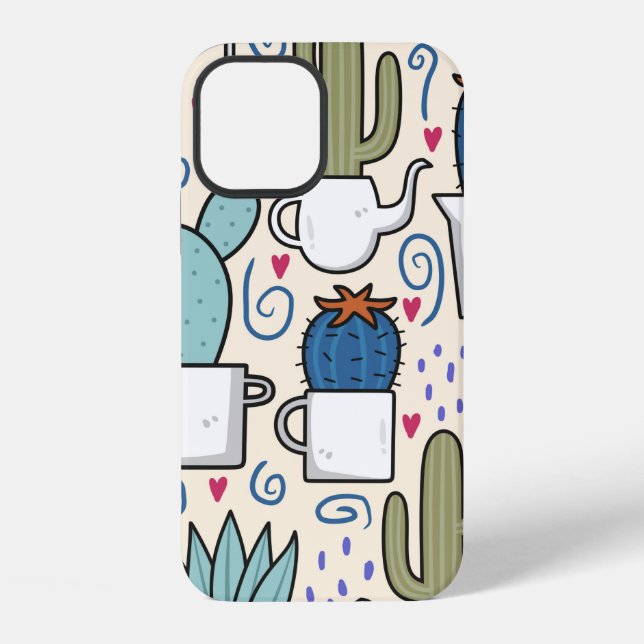 Seamless pattern with llama, cactus hand drawn des iPhone case (Back)