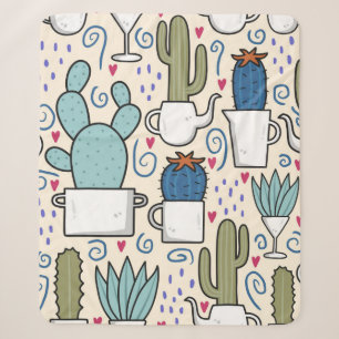 Seamless pattern with llama, cactus hand drawn des sherpa blanket