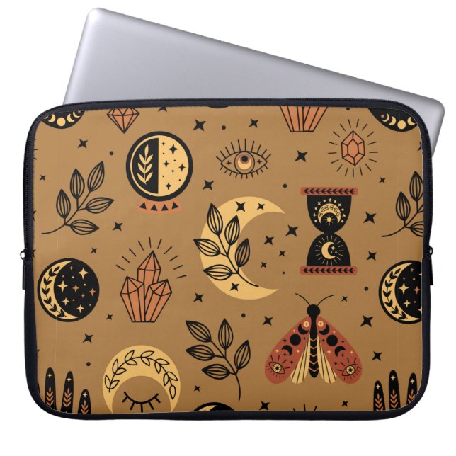 seamless pattern with magical elements laptop sleeve (Front)
