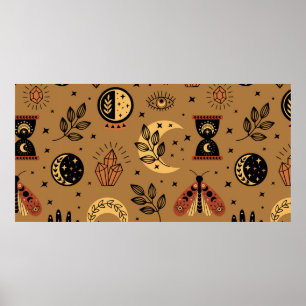 seamless pattern with magical elements poster