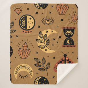 seamless pattern with magical elements sherpa blanket