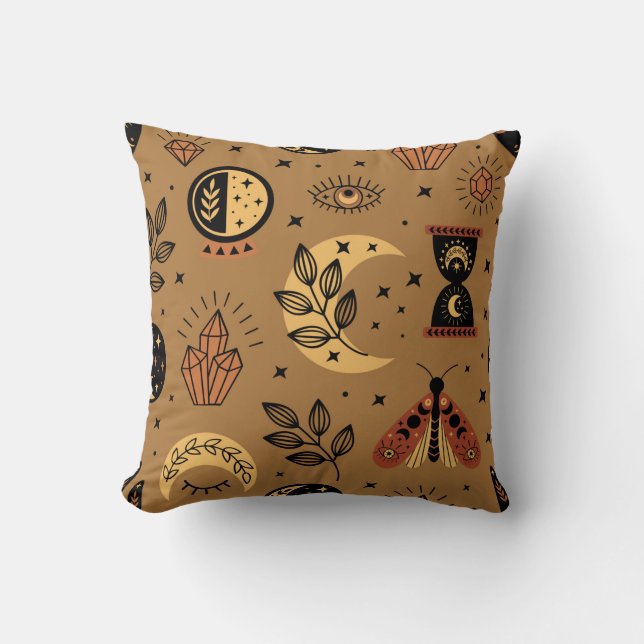 seamless pattern with magical elements throw pillow (Front)