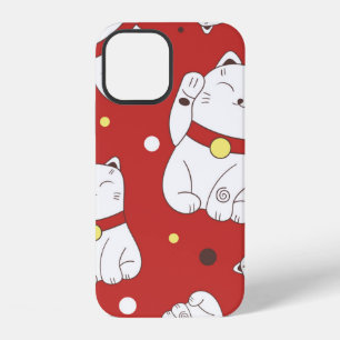 Seamless pattern with Maneki-Neko cat hand drawn i iPhone 12 Case
