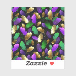 Seamless Pattern with Mardi Gras feathers
