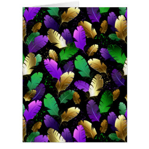 Seamless Pattern with Mardi Gras feathers