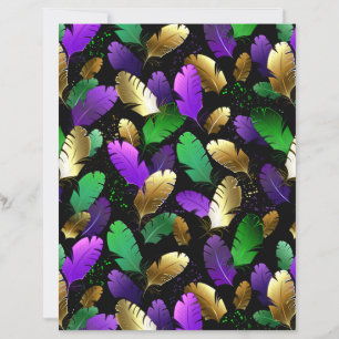 Seamless Pattern with Mardi Gras feathers