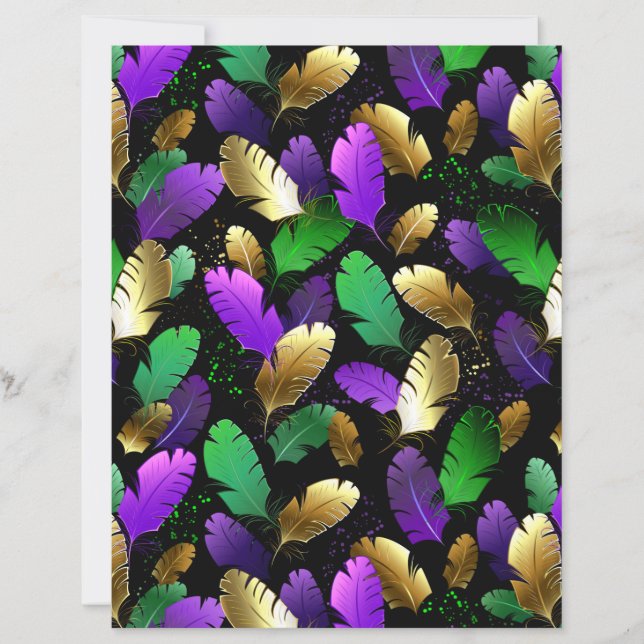 Seamless Pattern with Mardi Gras feathers (Front)