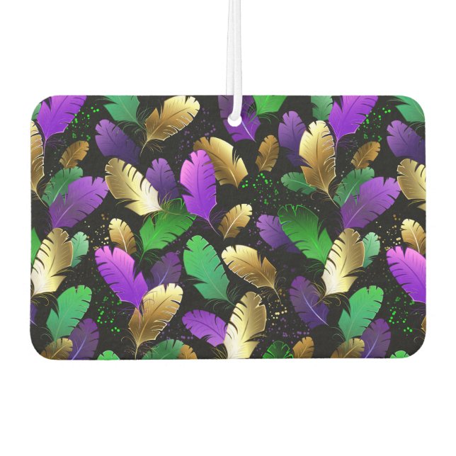 Seamless Pattern with Mardi Gras feathers Air Freshener (Front)