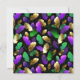 Seamless Pattern with Mardi Gras feathers Announcement